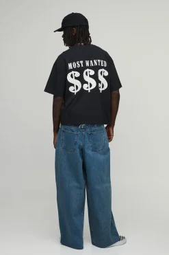 boohooMAN Jean Coupe Baggy avec Taille Factice et Strass<Homme Denim|Denim