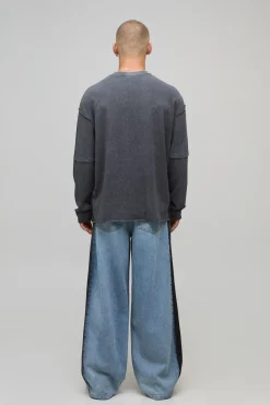 Jean Coupe Baggy Délavé à Panneaux Latéraux