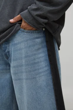 Jean Coupe Baggy Délavé à Panneaux Latéraux