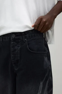 Jean Coupe Baggy Motif Laser Éclair