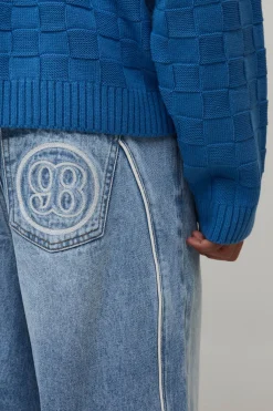 boohooMAN Jean Coupe Barrel à Plis Devant avec Cordons de Serrage<Homme Denim|Denim