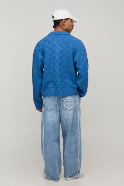 boohooMAN Jean Coupe Barrel à Plis Devant avec Cordons de Serrage<Homme Denim|Denim