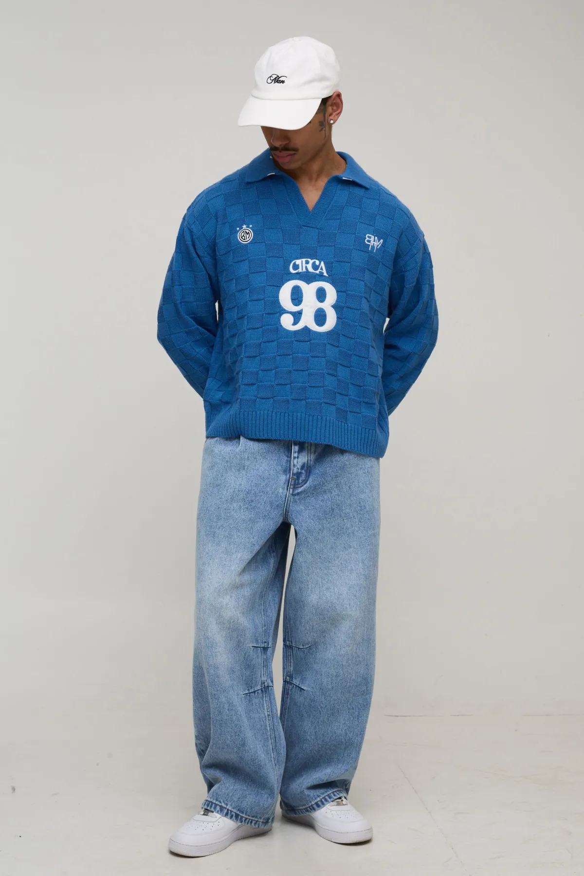 boohooMAN Jean Coupe Barrel à Plis Devant avec Cordons de Serrage<Homme Denim|Denim