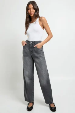 boohoo Jean Coupe Barrel Taille Mi-haute<Femme Denim|Jeans