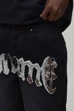 boohooMAN Jean Coupe Décontractée Avec Appliqué Vache<Homme Denim|Denim