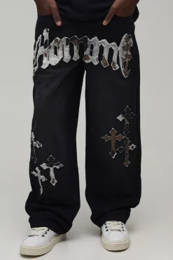 boohooMAN Jean Coupe Décontractée Avec Appliqué Vache<Homme Denim|Denim