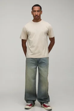 boohooMAN Jean Coupe Décontractée Avec Appliqués Varsity<Homme Denim|Denim