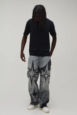 boohooMAN Jean Coupe Décontractée Avec Découpes Étoile<Homme Denim|Denim