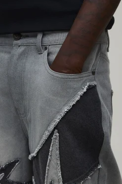 boohooMAN Jean Coupe Décontractée Avec Découpes Étoile<Homme Denim|Denim