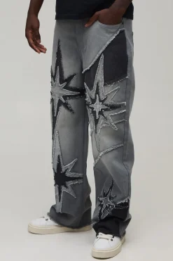 boohooMAN Jean Coupe Décontractée Avec Découpes Étoile<Homme Denim|Denim