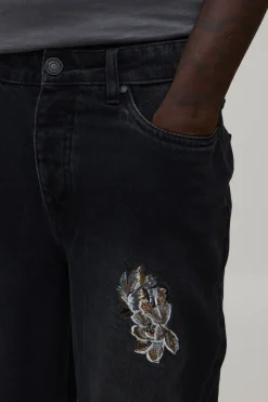 Jean Coupe Décontractée Imprimé Floral Mono