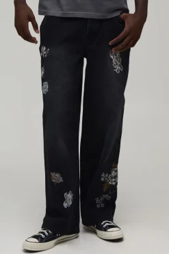 Jean Coupe Décontractée Imprimé Floral Mono