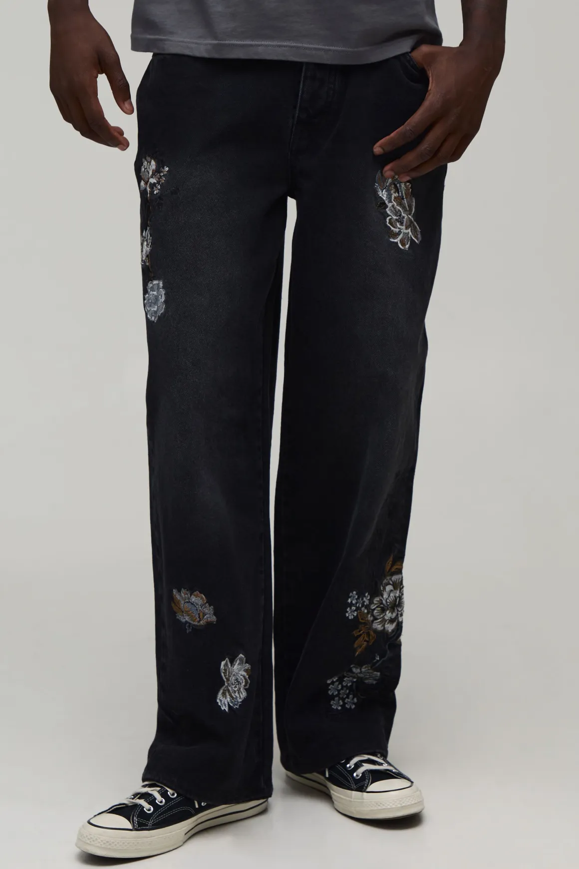 Jean Coupe Décontractée Imprimé Floral Mono