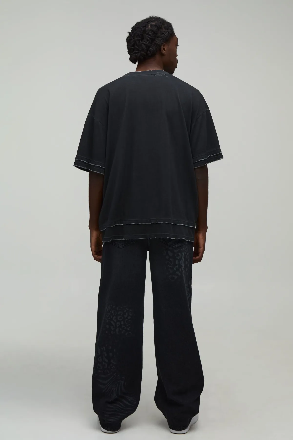 boohooMAN Jean Coupe Décontractée Imprimé Animalier Mixte<Homme Denim|Denim