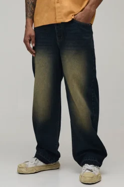 boohooMAN Jean Coupe Décontractée Ourlet Défait Effet Délavé Vintage<Homme Jeans Grande Taille|Denim