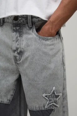 boohooMAN Jean Coupe Décontractée À Patchwork Étoilé<Homme Denim|Denim