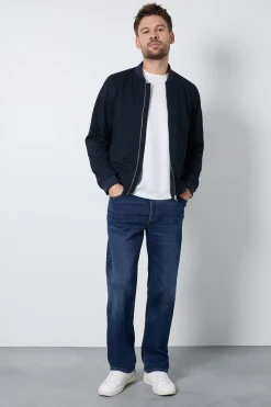 Jean Coupe Droite Régulière Stretch Délavage Foncé