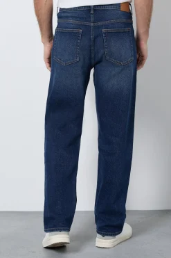 Jean Coupe Droite Régulière Stretch Délavage Foncé
