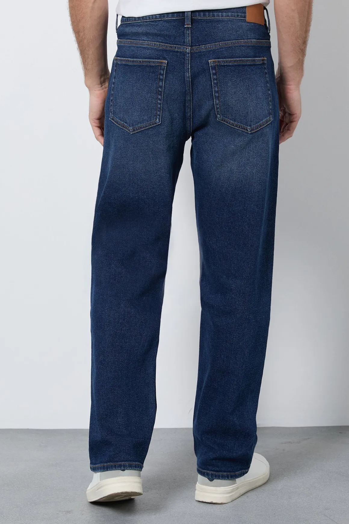 Jean Coupe Droite Régulière Stretch Délavage Foncé