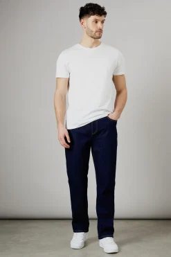Jean Coupe Droite Stretch Délavage Rinse