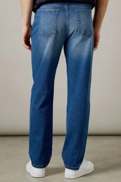 Jean Coupe Droite Stretch Délavage Moyen