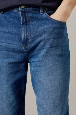 Jean Coupe Droite Stretch Délavage Moyen