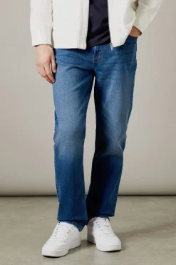 Jean Coupe Droite Stretch Délavage Moyen