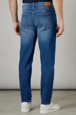 Burton Jean Coupe Fuselée Stretch Délavage Moyen<Homme Denim|Denim
