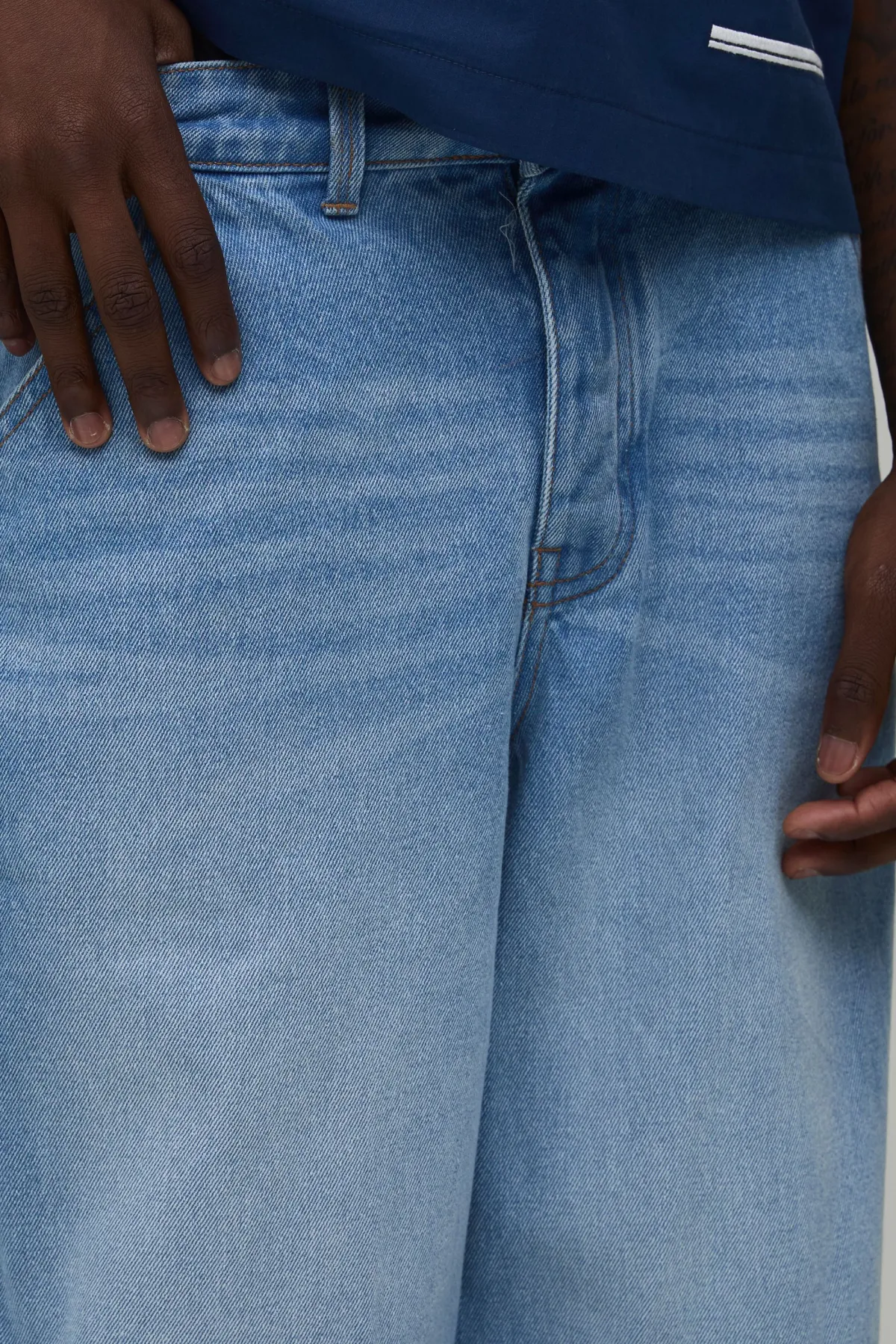 boohooMAN Jean Coupe Parachute À Bandes Latérales<Homme Jeans Grande Taille|Denim