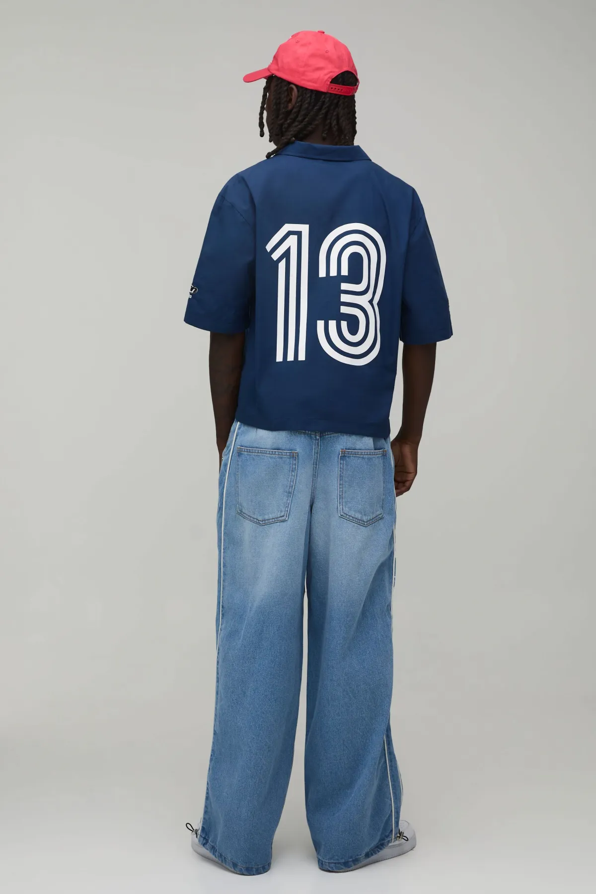 boohooMAN Jean Coupe Parachute À Bandes Latérales<Homme Jeans Grande Taille|Denim