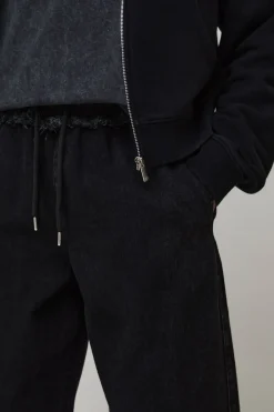 boohooMAN Jean Coupe Super Ample Avec Taille Élastiquée Broderie Dragon<Homme Jeans Grande Taille|Denim