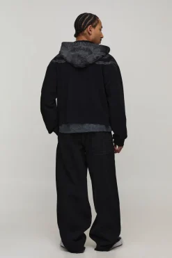boohooMAN Jean Coupe Super Ample Avec Taille Élastiquée Broderie Dragon<Homme Jeans Grande Taille|Denim