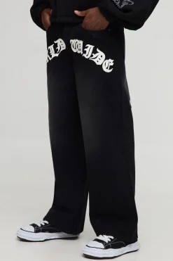 boohooMAN Jean Cross Baggy Fit à appliques strass en synthétique<Homme Denim|Denim