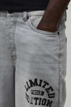 Jean Décontracté À Imprimé Varsity Contrasté