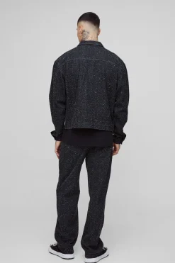 Jean Décontracté Texturé Taille Haute