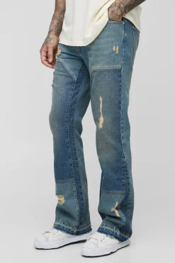boohooMAN Jean de charpentier pour hommes grands, slim, rigide, évasé et déchiré<Homme Denim|Tout Afficher