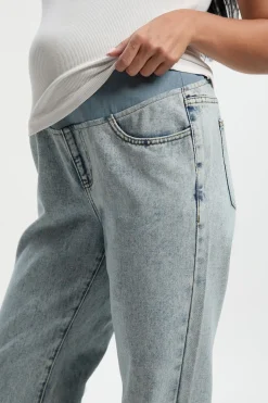 Jean de Maternité Droit à Taille Haute avec Ourlet Fendu
