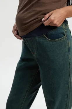 Jean de Maternité Taille Haute Jambe Droite avec Ourlet Fendu
