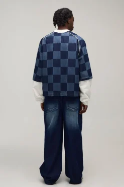 Jean Denim Baggy Délavage Acide Rigide