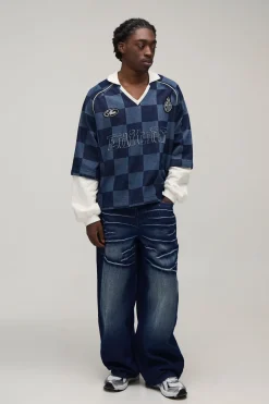Jean Denim Baggy Délavage Acide Rigide