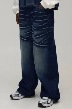 Jean Denim Baggy Délavage Acide Rigide
