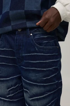 Jean Denim Baggy Délavage Acide Rigide