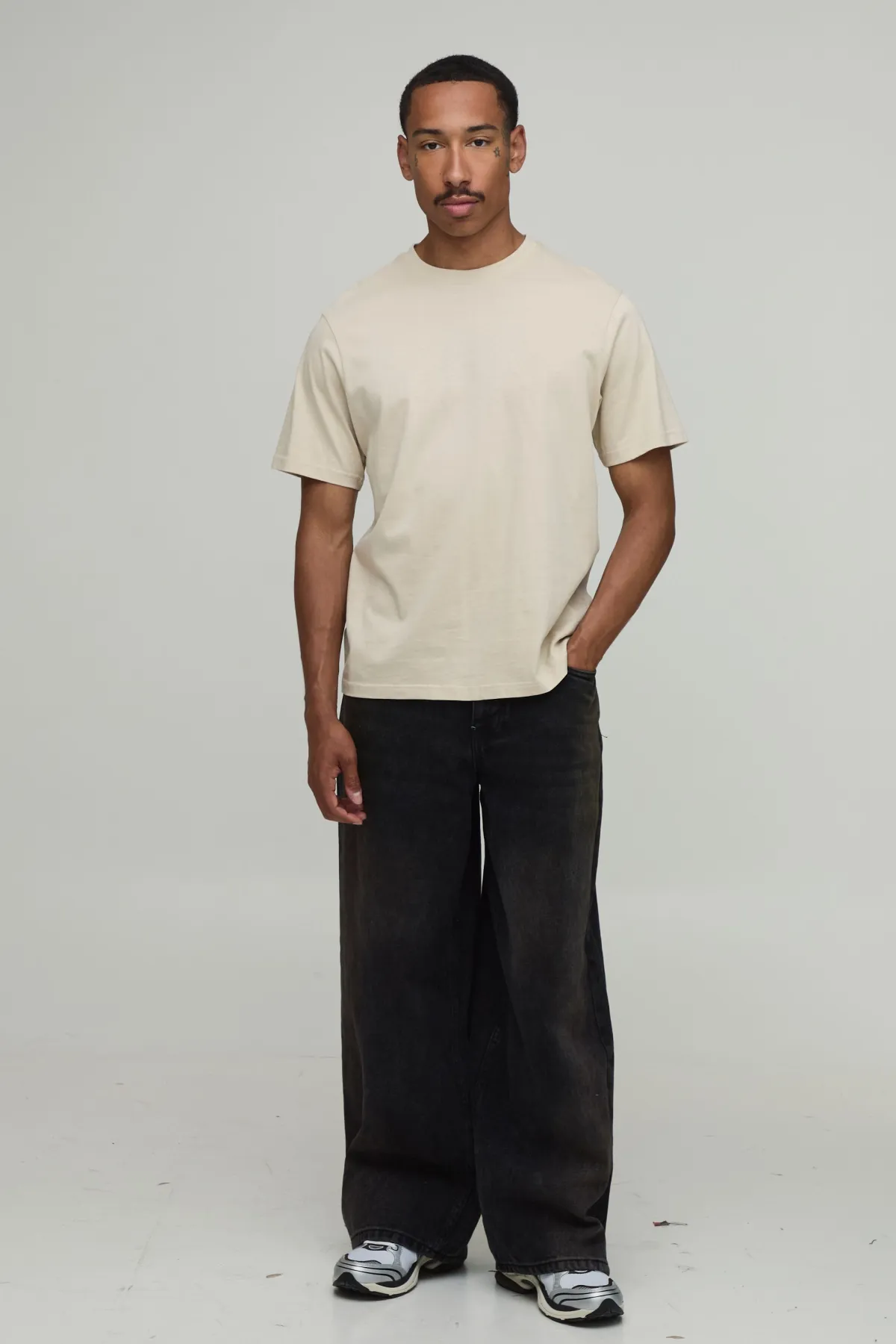 boohooMAN Jean Denim Baggy Délavé À L'eau De Javel Coupe Rigide<Homme Jeans Grande Taille|Denim