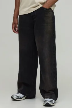 boohooMAN Jean Denim Baggy Délavé À L'eau De Javel Coupe Rigide<Homme Jeans Grande Taille|Denim