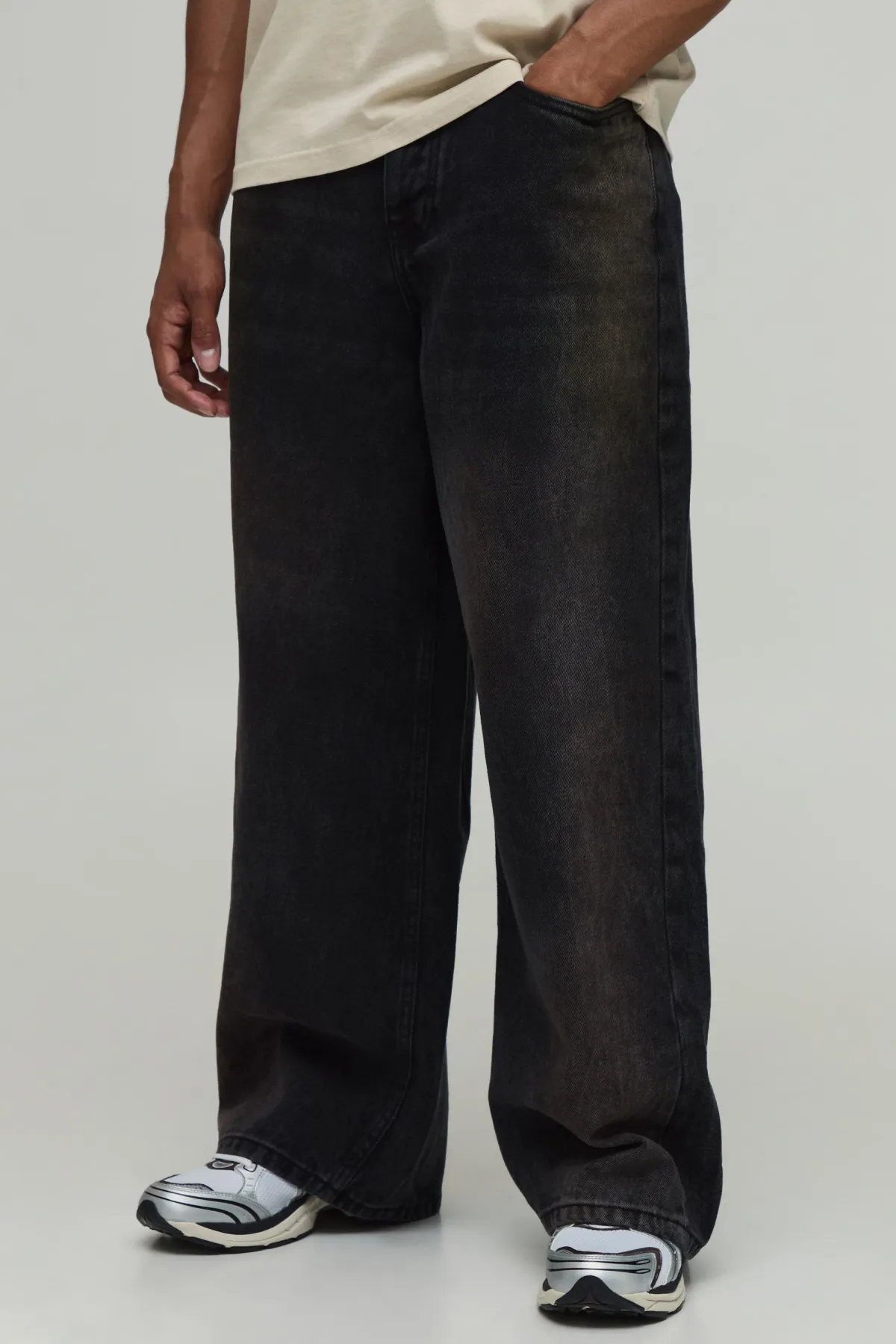 boohooMAN Jean Denim Baggy Délavé À L'eau De Javel Coupe Rigide<Homme Jeans Grande Taille|Denim