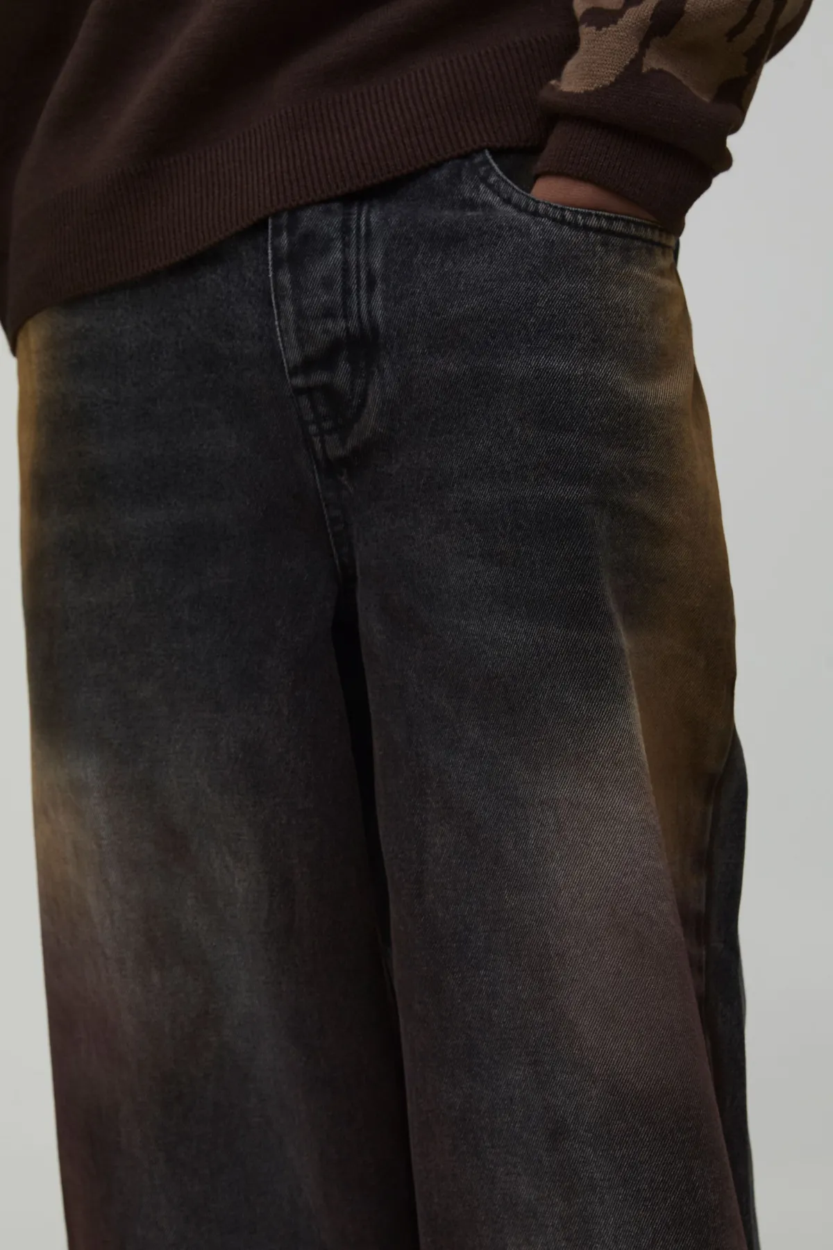 boohooMAN Jean Denim Délavé À L'eau De Javel Coupe Ample Et Longue<Homme Denim|Denim