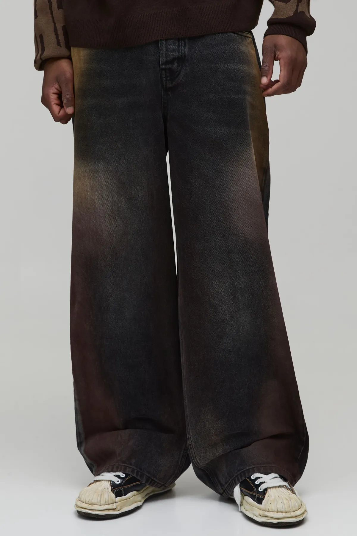boohooMAN Jean Denim Délavé À L'eau De Javel Coupe Ample Et Longue<Homme Denim|Denim