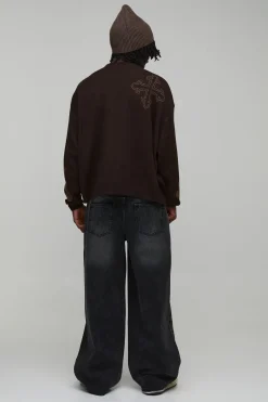 boohooMAN Jean Denim Délavé À L'eau De Javel Coupe Ample Et Longue<Homme Denim|Denim