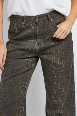 Jean Denim Droit Fuselé Imprimé Léopard