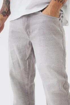 boohooMAN Jean denim droit, rigide, teinté et délavé<Homme Jeans Grande Taille|Denim